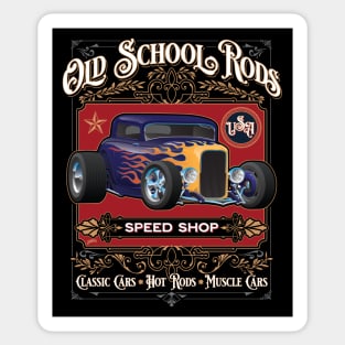 Old School Rods Speed Shop Vintage Style Hot Rod Car Design Sticker